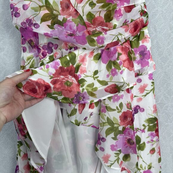 Abercrombie &Fitch Strawberry Floral Ruffle Hi-Low Dress XL Tall Romantic Formal - Picture 6 of 15